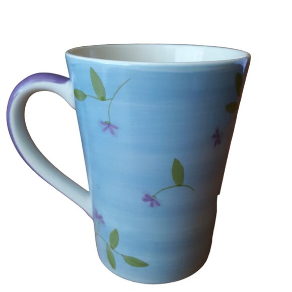 Pier 1 Set Of Two Vintage Cups Mugs Purple Floral - Picture 7 of 9